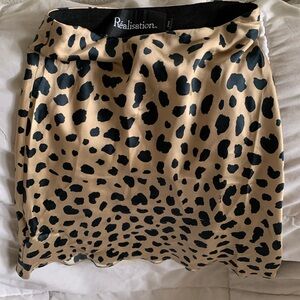 Realisation Par Women’s Silk Skirt Leopard Print XXS